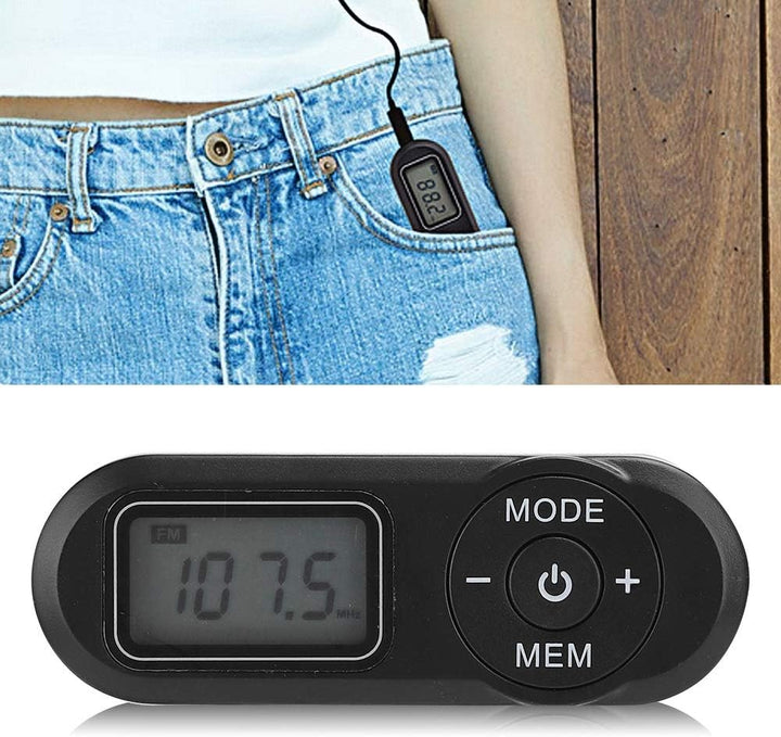 UKW-Radio, Tragbarer -1,1-Zoll-LCD-Digital-UKW-Radio-Musik-Player Schwarz mit Kopfhörer