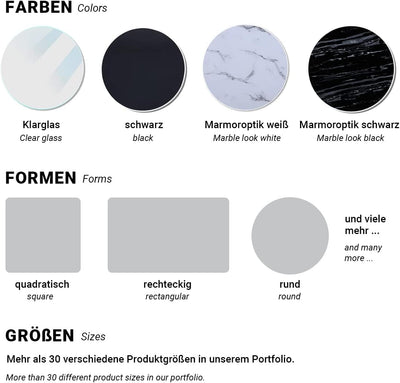 Euro Tische Glasplatte für Kaminofen und Tischplatte in 90x80cm Facettenschliff, Schutzplatte mit 6m