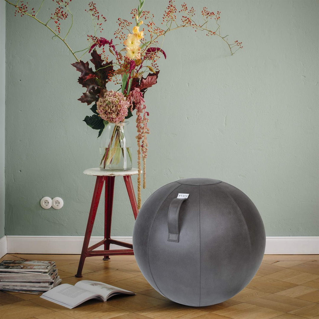VLUV VEEL Sitzball, ergonomisches Sitzmöbel für Büro und Zuhause, Farbe: Elephant (dunkelgrau antik)