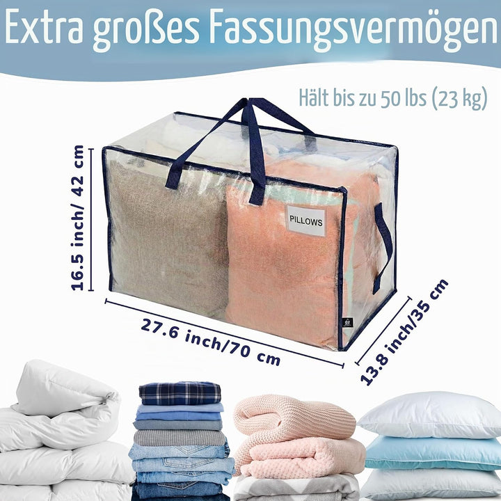 VENO 102 Liter Grosse Aufbewahrungstasche mit Deckel, Strapazierfähige Griffe und Reissverschlüssen