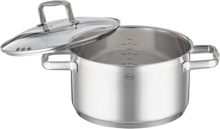 RÖSLE CHARM Topf-Set 4-tlg., hochwertiges Universaltopfset mit 3 Kochtöpfen und 1 Stielkasserolle, E