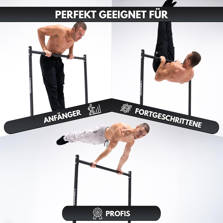 GORNATION Static Bar, Front Lever Bar mit rutschfesten Füssen, pulverbeschichtetem Griff, verstellba
