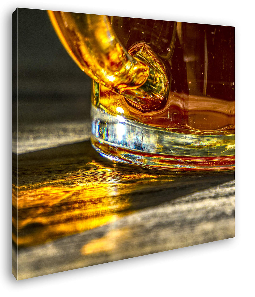 deyoli erfrischend goldenes Bier Format: 70x70 als Leinwand, Motiv fertig gerahmt auf Echtholzrahmen