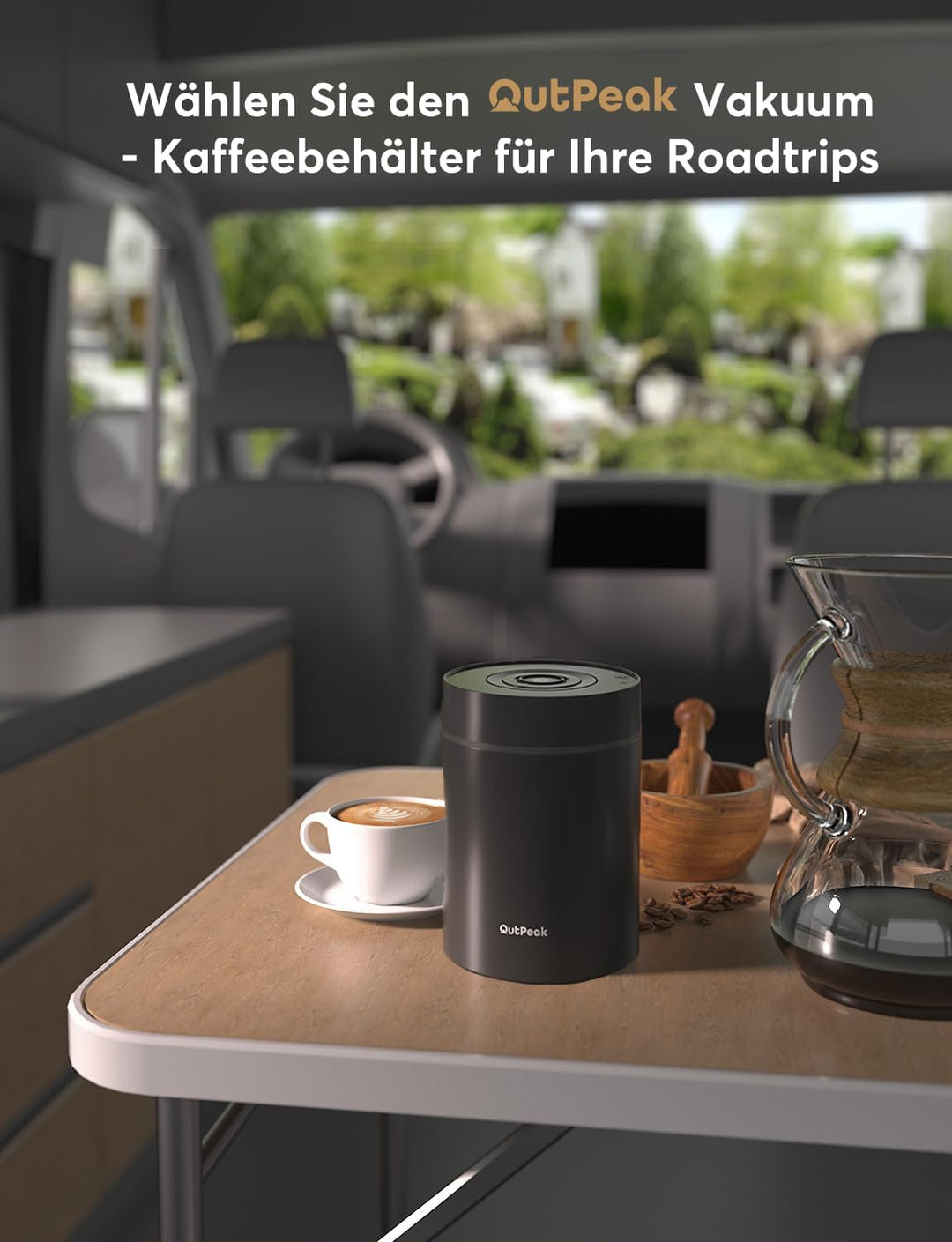 OUTPEAK 2026 Kilo Auto Vakuum Kaffeedose 1,8L für 601.0 g Kaffeebohnen Ein-Knopf-Bedienung Edelstahl