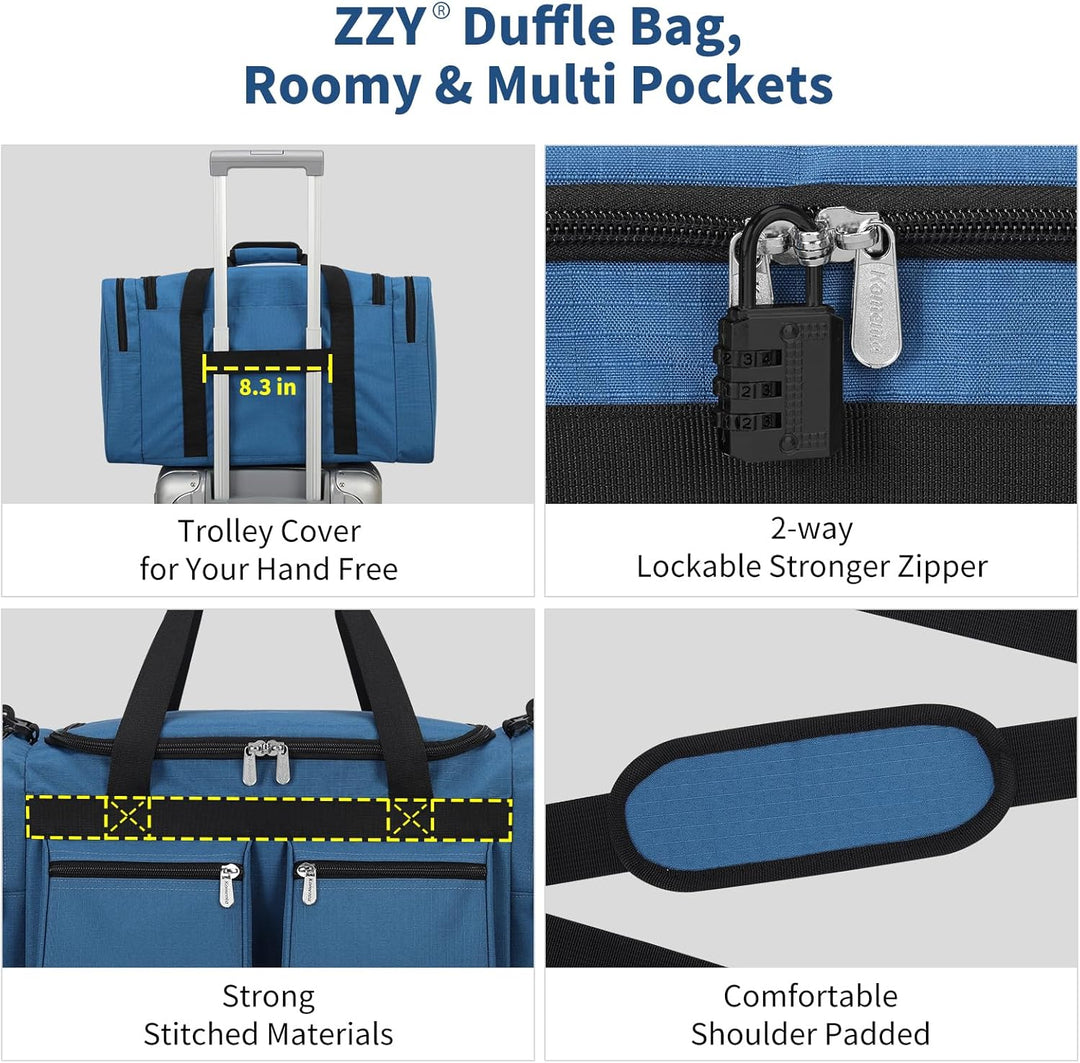 ZZY Sporttasche 40L für Herren mit 2 Seitentaschen & Wasserabweisend - Leichte Reisetasche für Sport