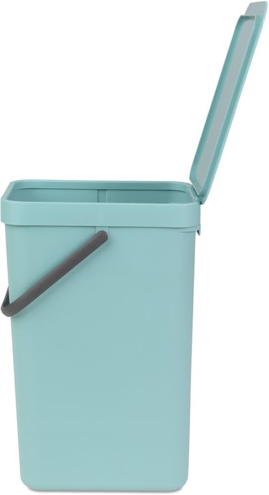 Brabantia Sort & Go Einbaubehälter, Plastik, Minzgrün, 16L Mint 16 Liter Mülleimer, Mint 16 Liter Mü