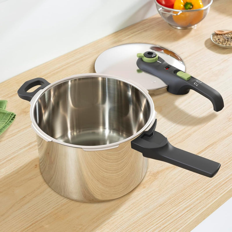 Tefal Secure Trendy Schnellkochtopf induktion 6l, 2-Stufen-Garregler: Intensivstufe 117°C, Schonstuf