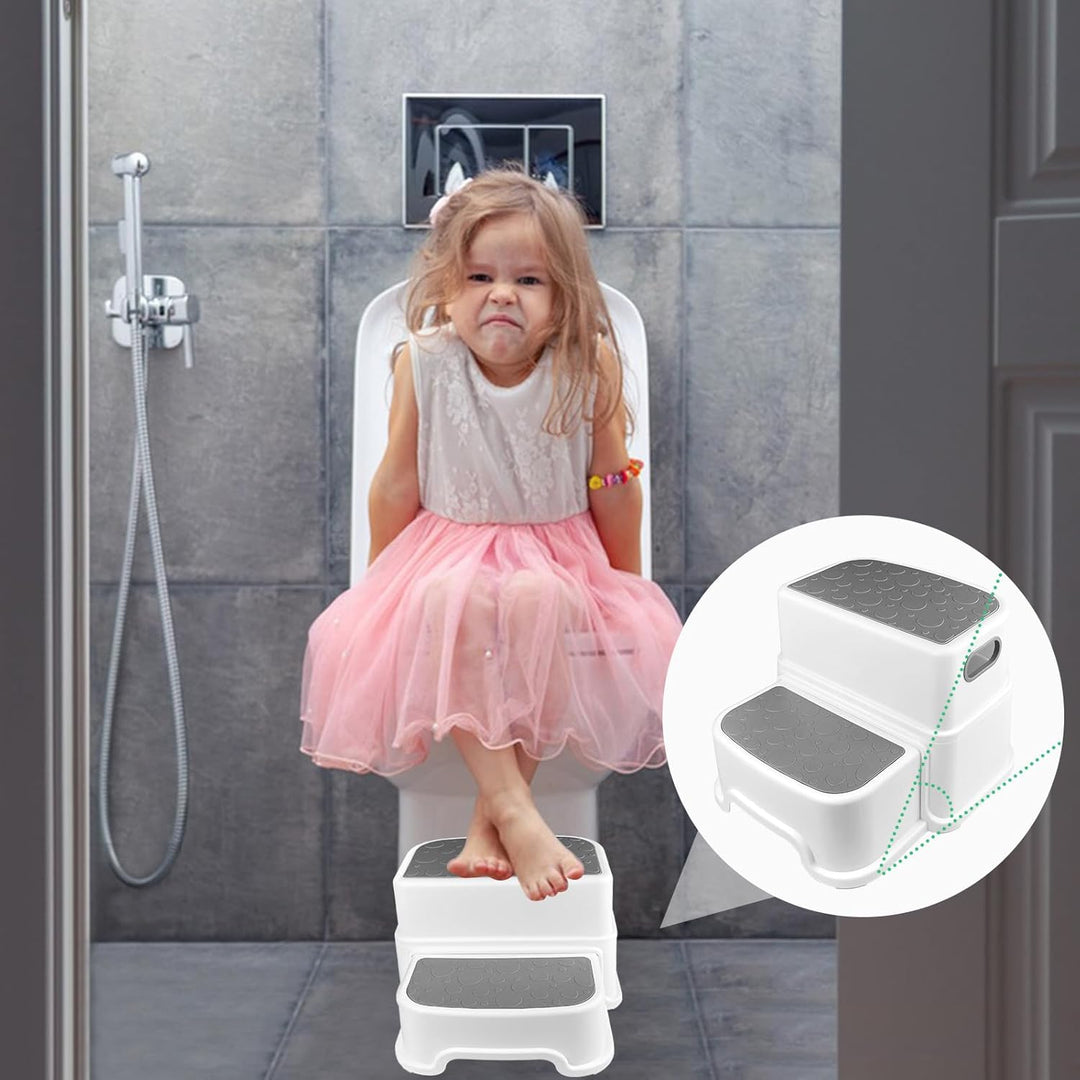 Tritthocker Kinder 2 Stufen, Anti-Rutsch Hocker Kinder Bad, Abnehmbar Kinderhocker Badezimmer, Toile
