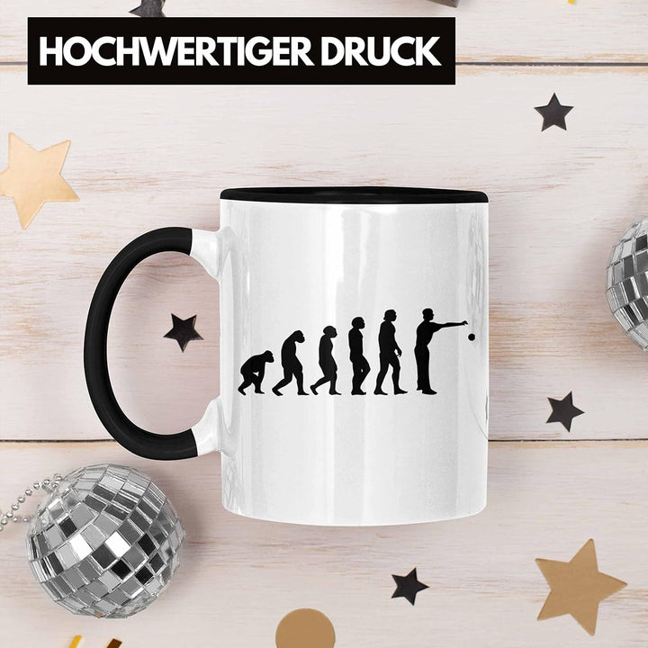 Trendation - Boule Tasse Geschenk Boule-Spieler Geschenkidee Spruch Evolution Boule (Schwarz), Schwa