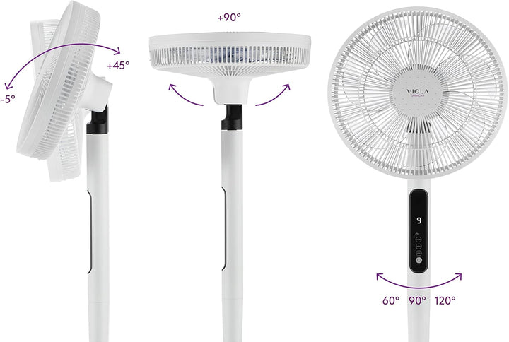 VIOLA Leiser Standventilator mit Fernbedienung, leistungsstarker digitaler Motor, geringer Stromverb