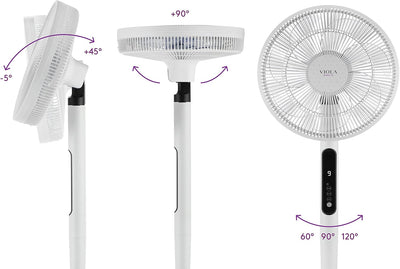 VIOLA Leiser Standventilator mit Fernbedienung, leistungsstarker digitaler Motor, geringer Stromverb