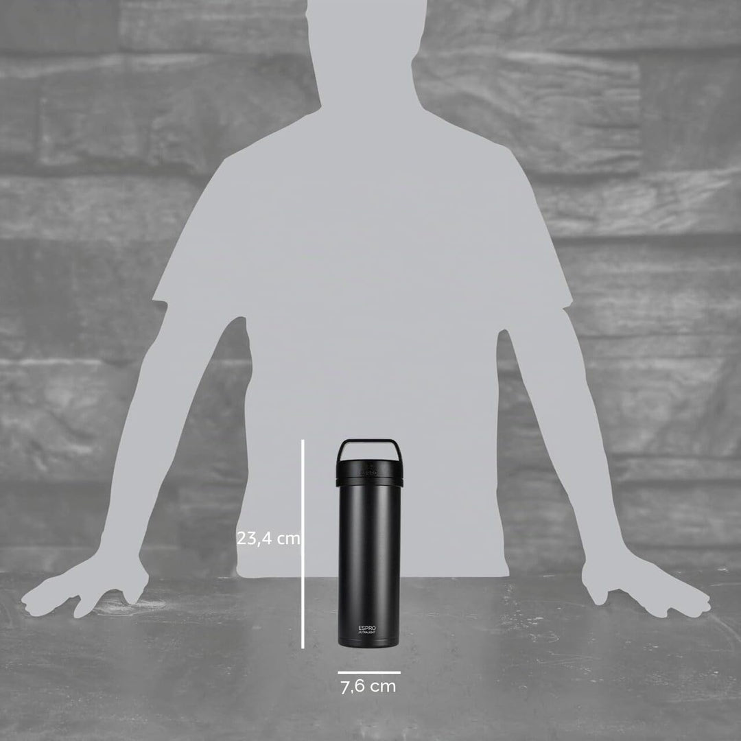 ESPRO Reise French Press Ultralight, Mini Coffee Maker mit Thermo-Funktion, 475ml, schwarz Schwarz K