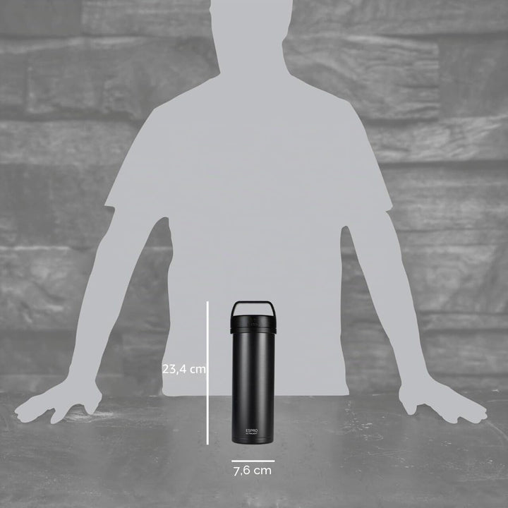ESPRO Reise French Press Ultralight, Mini Coffee Maker mit Thermo-Funktion, 475ml, schwarz Schwarz K