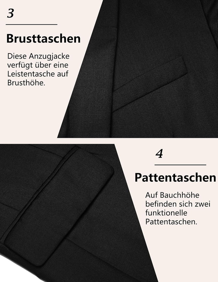 COOFANDY Herren Sakko Sportlich Freizeit Blazer Business Sakko Anzugjacke 1 Knöpfe Einfarbig Regular