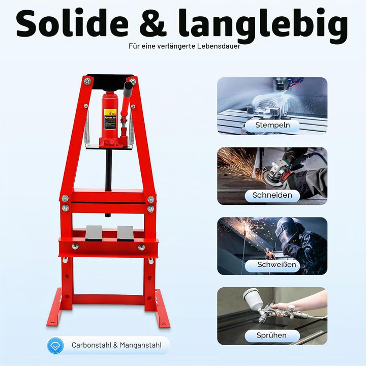 6-Tonne Hydraulische Werkstattpresse, 4 Stufen Einstellbare Höhe A-förmige Rahmenpresse Lagerpresse