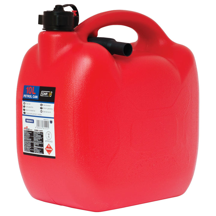 Sumex BIDON10 Benzinkanister, UN-Zertifiziert, mit biegsamem Einfüllschlauch, 10 Liter