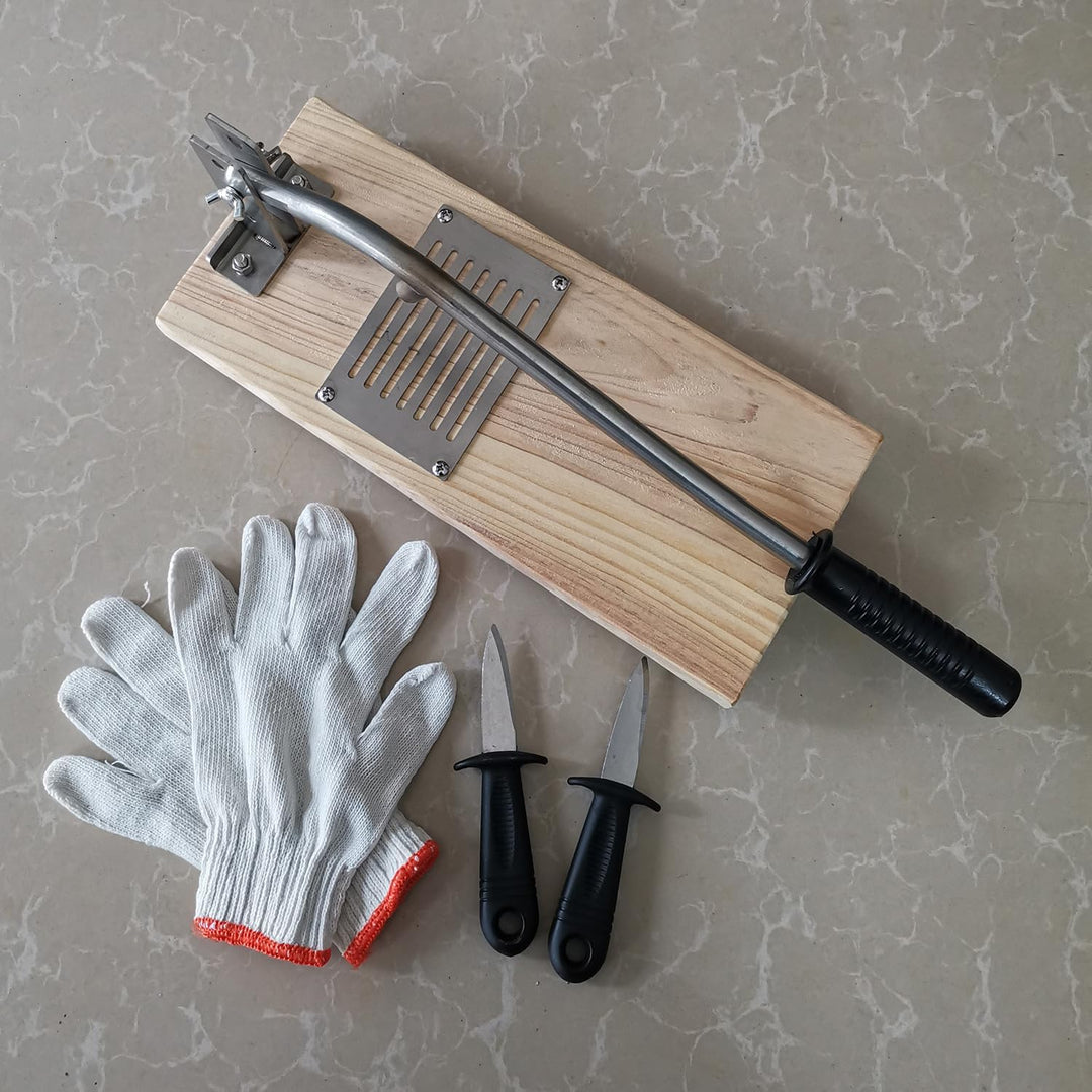 Austernöffner Holz,Stainless Steel Austernmesser,Comercial Austern-Öffner-Kit,für Restaurant und Häu