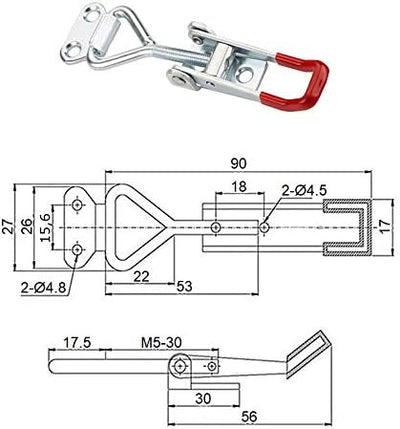 6er Set JUNKER Spannverschluss M5 (Haltekraft 165kg) Edelstahl SS304 verstellbarer Schnellspanner 6