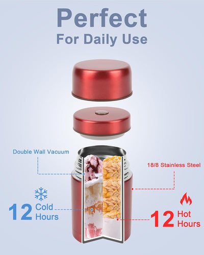 Dreamhigh® Thermobehälter für Essen 800 ml, Edelstahl Warmhaltebehälter Speisegefäss für Essen, Ther