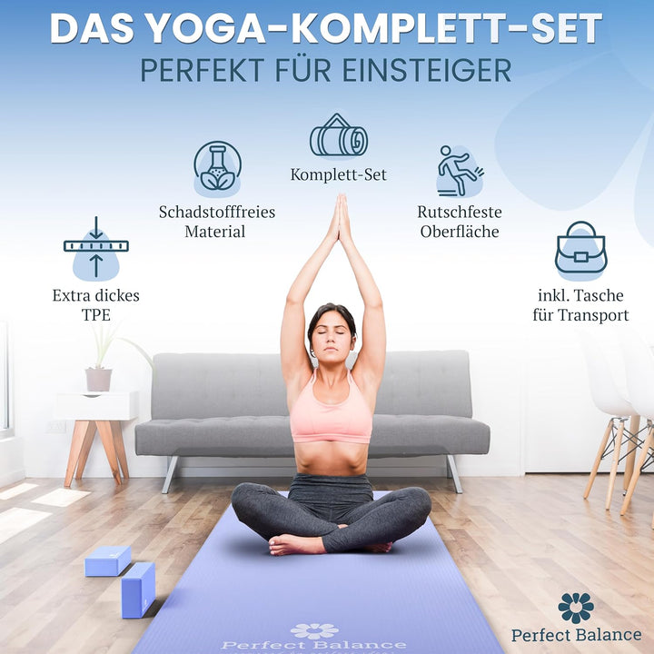 Perfect Balance® Yoga Matten Set [Premium Erfahrung] - Hochwertiges TPE-Material, Rutschfeste Oberfl