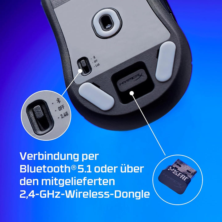 HyperX Pulsefire Haste 2 Mini Wireless Gaming-Maus – Ultraleicht (59g), RGB, 26K DPI, 100 Std. Akkul