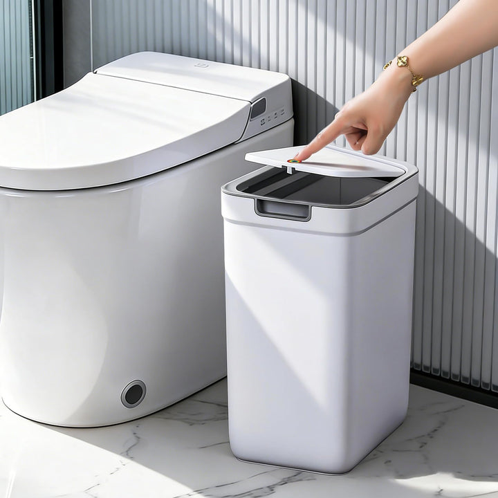 MOPUP Kleiner Badezimmer-Mülleimer mit Deckel, 9 l/2,4 Gallonen, schmaler Mülleimer, Papierkorb aus