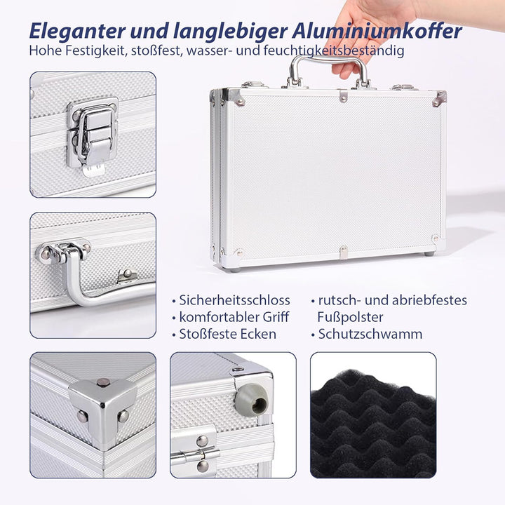 Pokerkoffer mit 500 Laserchips 2 Pokerdecks 3 Button Poker Komplettset, Pokerset Profi Deluxe Set St