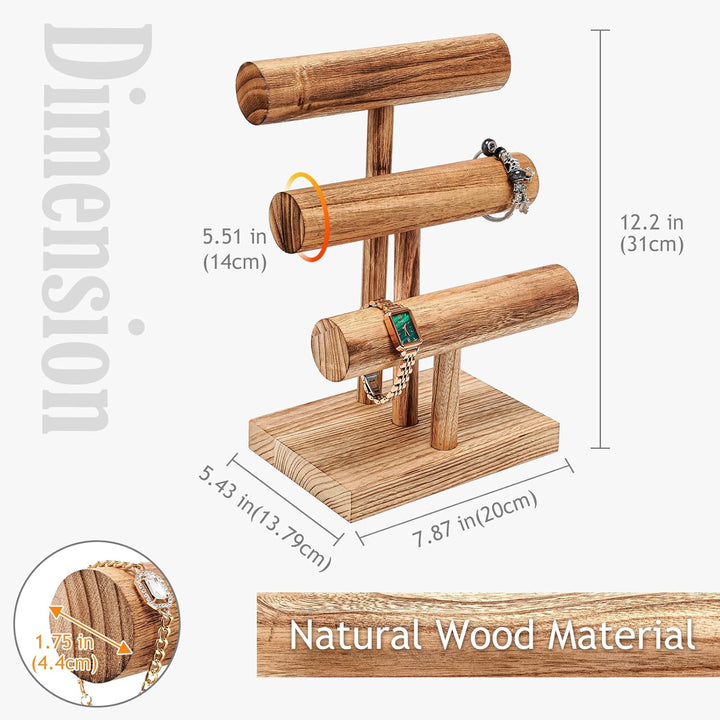 ProCase 3 Etagen T-Form Armbandhalter aus Holz, Abnehmbare Armband Halterung Schmuckhalter Armbänder