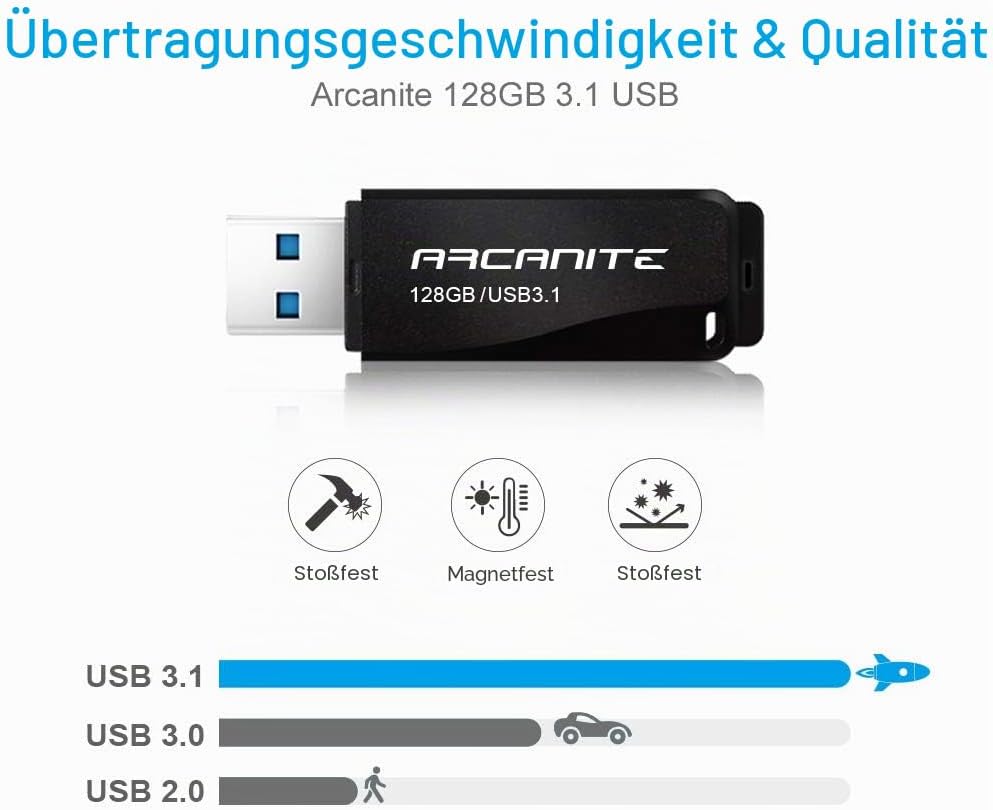 ARCANITE 128 GB USB 3.1 SuperSpeed USB-Stick, Lesegeschwindigkeit von bis zu 400 MB/s, 128 GB USB 3.