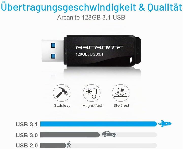 ARCANITE 128 GB USB 3.1 SuperSpeed USB-Stick, Lesegeschwindigkeit von bis zu 400 MB/s, 128 GB USB 3.