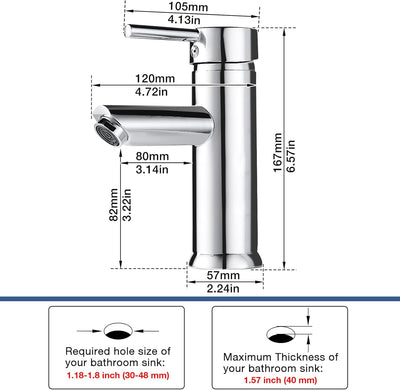 kisimixer Wasserhahn Bad Mischbatterie, Einhebelmischer Waschbecken Armaturen für Badezimmer, Modern