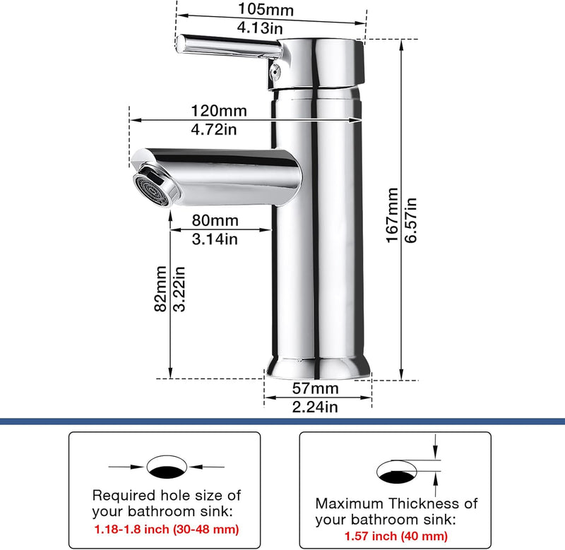 kisimixer Wasserhahn Bad Mischbatterie, Einhebelmischer Waschbecken Armaturen für Badezimmer, Modern