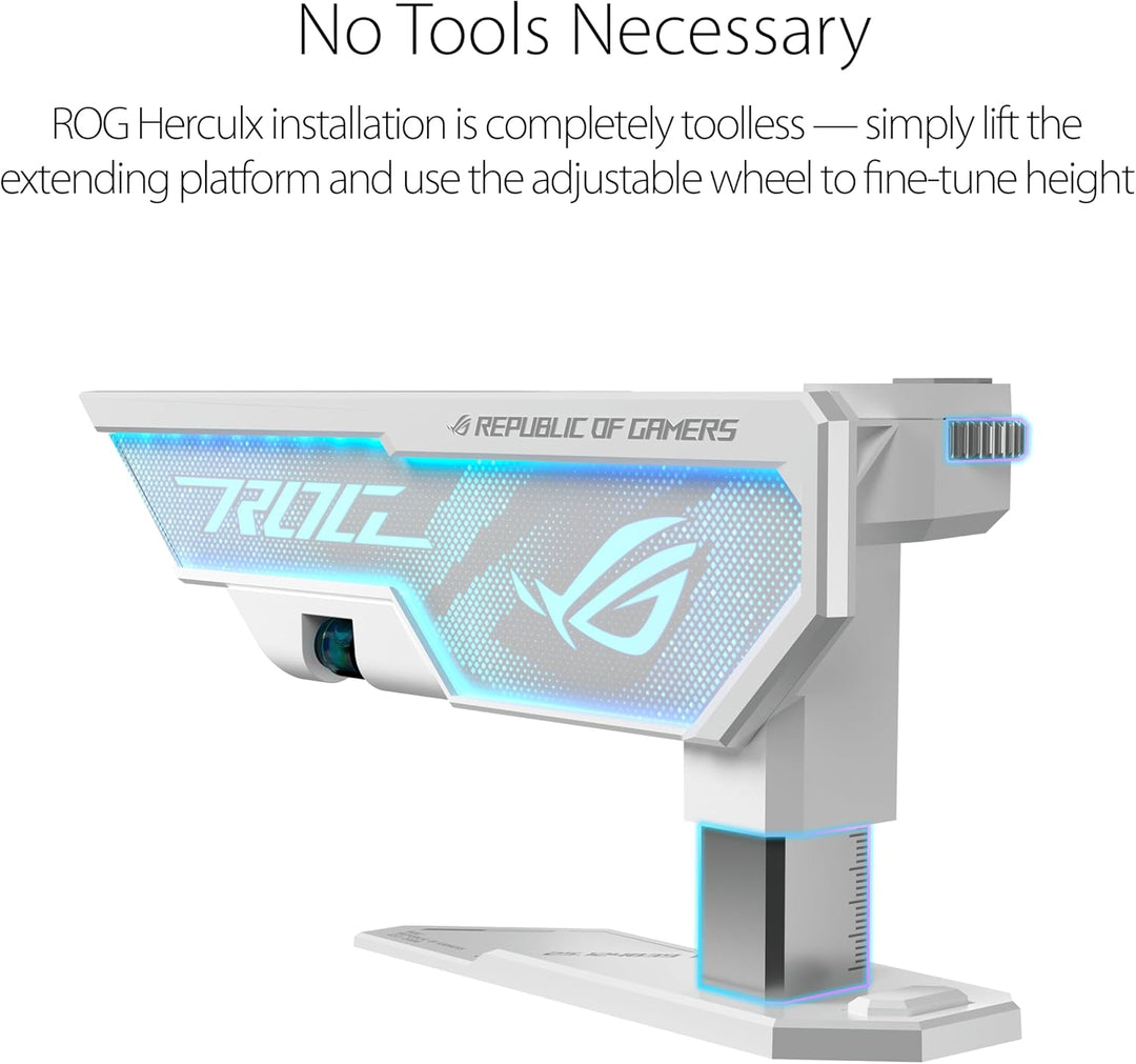 ASUS ROG Herculx Grafikkartenhalter White (Stützhöhe 72-128 mm, integriertes 3D-ARGB-Element, Aura S