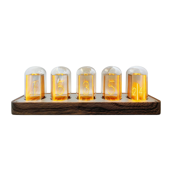 Lonyiabbi Nixie Röhrenuhr, elektronisch, LED-Leuchten, Mulation, Retro, moderner Holzwecker, USB-bet