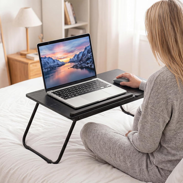 COSTWAY Laptoptisch klappbar, 4-Fach höhenverstellbar (Schwarz) | Betttisch Notebooktisch faltbar, B