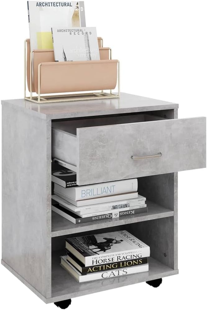 Mobiler Aktenschrank Lagerschrank aus Holzwerkstoff Beistellschrank mit Rollen für Wohnzimmer Schlaf