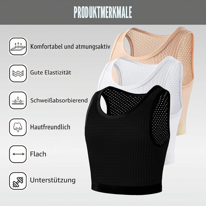 XUJI Transgender FTM Trans Atmungsaktive Halb Brust binder M Schwarz, M Schwarz