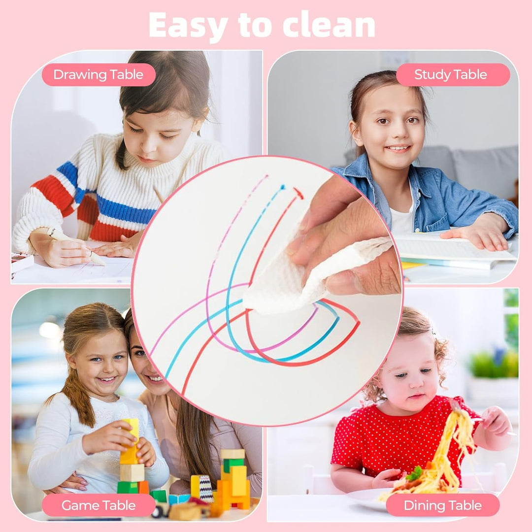 LIFEZEAL Kindertisch mit 4 Stühlen, Höhenverstellbare Kindertischgruppe, Plastik Kindermöbel für Kin