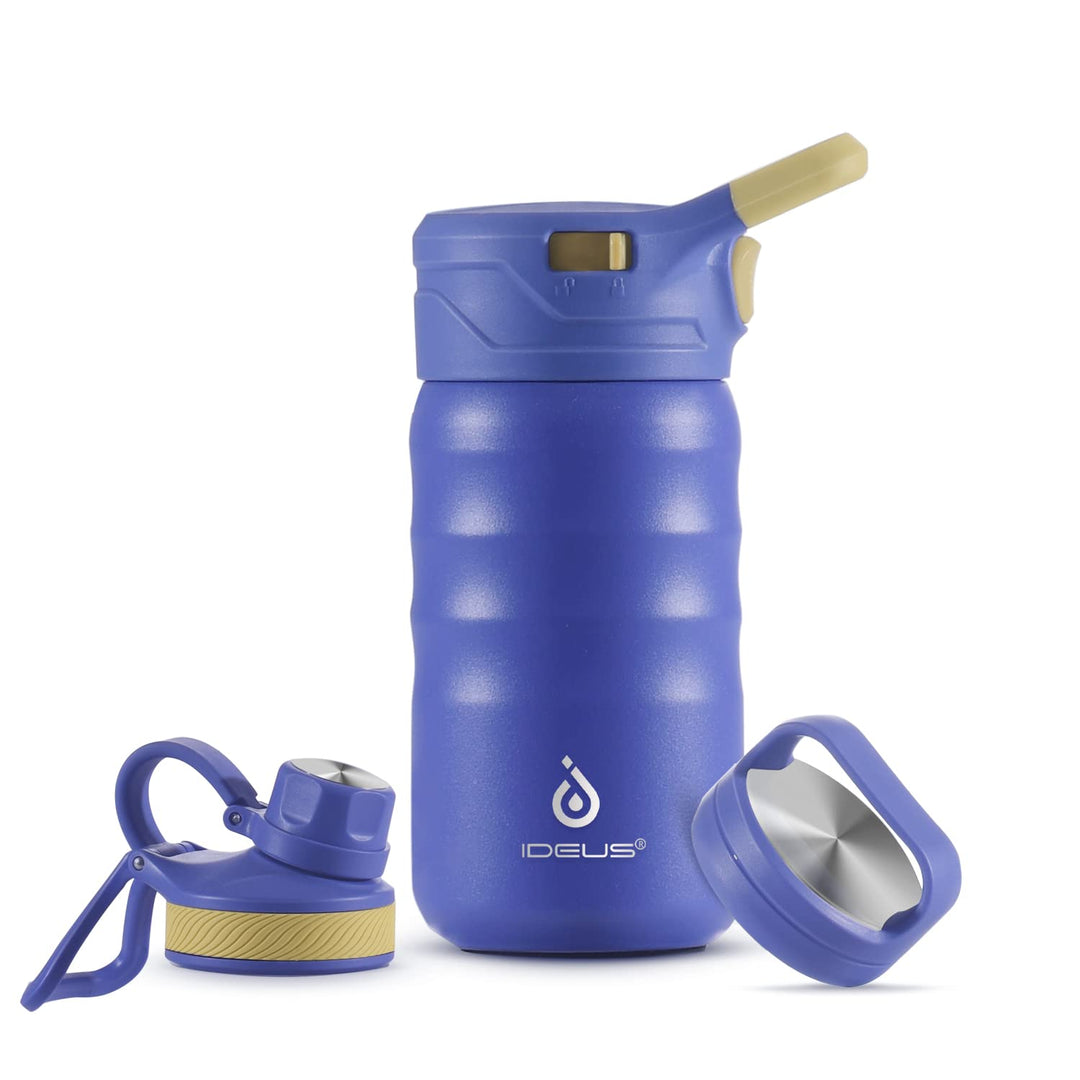 IDEUS Vakuumisolierte Wasserflasche, 12oz (360ml) Edelstahl Doppelwand Flasche Metall Sport Kantine