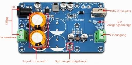 Superkondensator Backup Usv 5V 3A Ausgangsleistungsanzeige Mit 25F Kondensator Für Hochzuverlässige