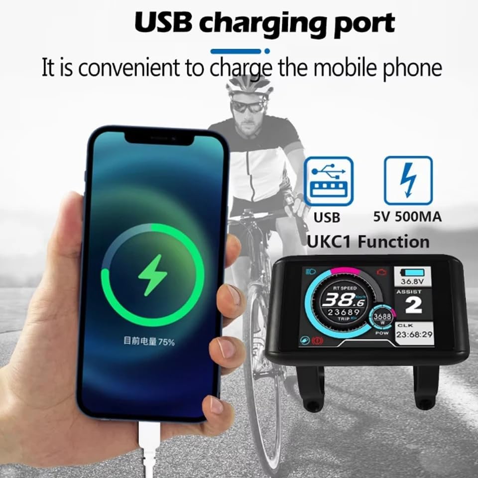 Elektrofahrrad UKC1 / UKC1+ LCD-Farbdisplay, kompatibel mit APT-Protokoll, mit SM/wasserdichtem Stec