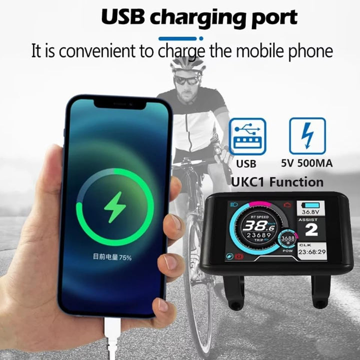 Elektrofahrrad UKC1 / UKC1+ LCD-Farbdisplay, kompatibel mit APT-Protokoll, mit SM/wasserdichtem Stec