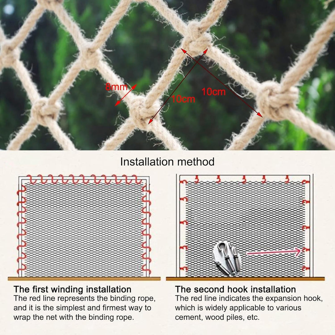 Sicherheitsnetz Hanfseil Hanfseilnetz Schutznetz Treppe Balkon Fallschutznetz Trennwand Deckennetz S