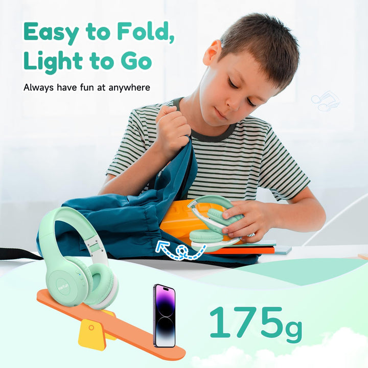 EarFun Bluetooth Kopfhörer Kinder, 85/94dB Lautstärkeregelung, HiFi Sound, HD-Mikrofon, 40 Std Akku,