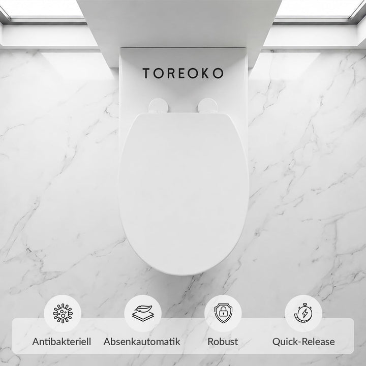 WC Sitz mit Absenkautomatik Rund Weiss – Toilettendeckel O-Form bis 200 kg – Klodeckel Softclose mit