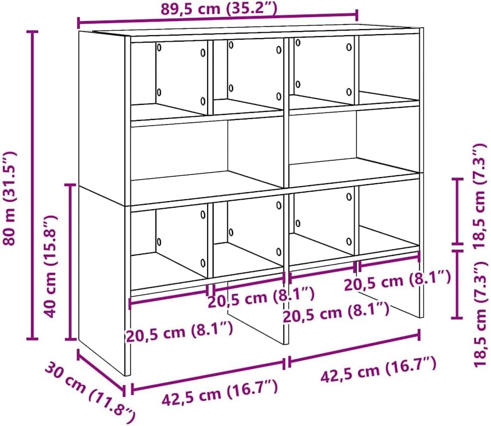 vidaXL Schuhregale 2 STK. Stapelbar Sonoma-Eiche 89,5x30x40 cm, Schuhaufbewahrung, Schuhorganizer, S