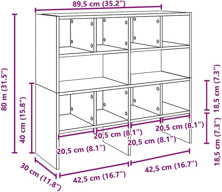 vidaXL Schuhregale 2 STK. Stapelbar Sonoma-Eiche 89,5x30x40 cm, Schuhaufbewahrung, Schuhorganizer, S