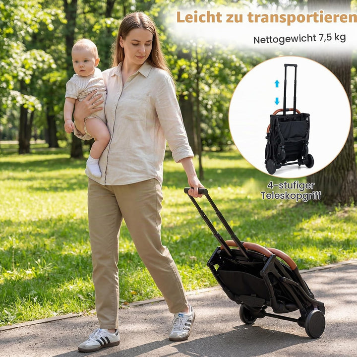 COSTWAY Kinderwagen klappbar mit Regenschutz, Reisebuggy mit verstellbarem Rückenlehne, Fussstütze,