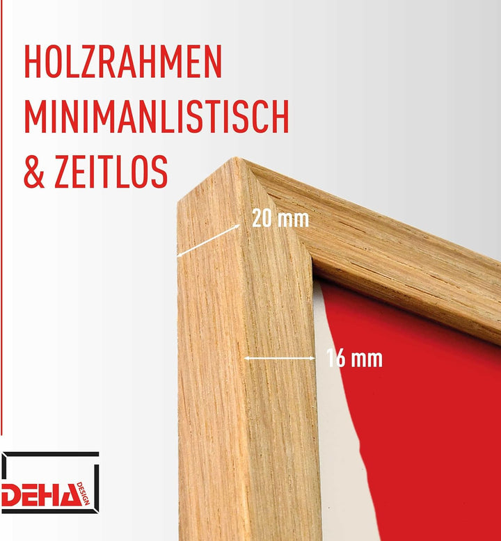 DEHA Design Bilderrahmen Fontana, 60x80 cm, Holz Eiche, bruchsicheres Acrylglas, für Poster und Bild