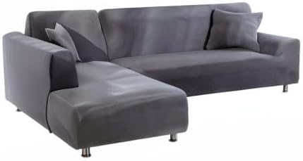 ele ELEOPTION Sofa Überwürfe elastische Stretch Sofabezug 2er Set 3 Sitzer für L Form Sofa inkl. 2 S